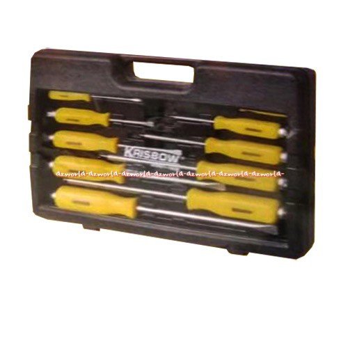 Krisbow Screwdriver Set 12pcs Perkakas Mekanik Set Obeng 1set Screw Driver Membuka Mengencangkan Baut Kris Bow