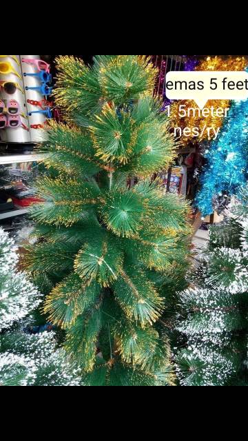 Pohon natal 5feet (1.5meter) gratis 2 tinsel (slinger)dan 6bola bola