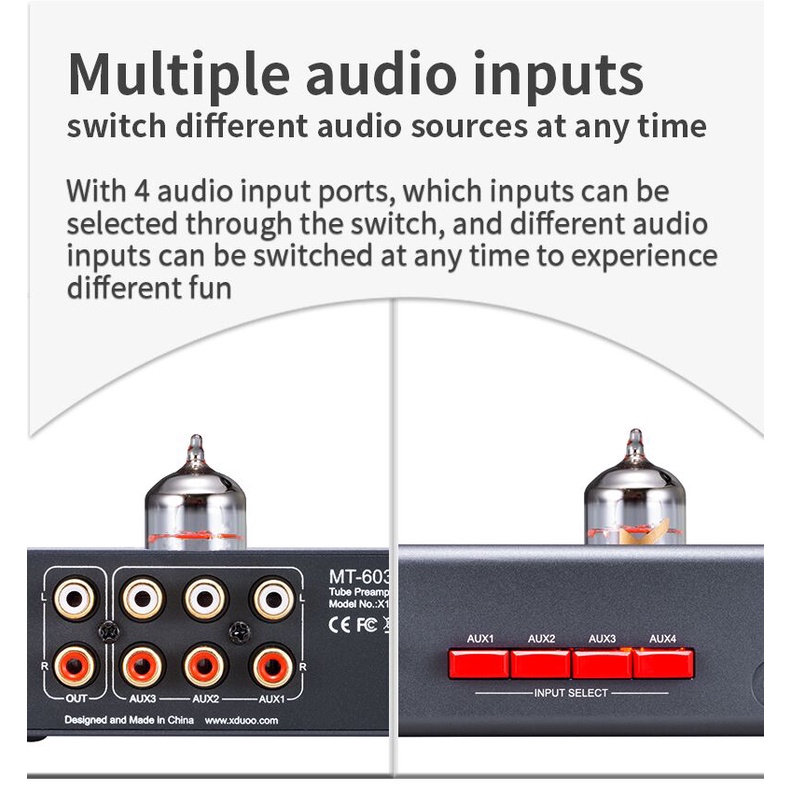 XDUOO MT-603 Multiple Pre-Amp 4 Audio Input, One Audio Output 12AU7 Tube Amplifier MT603