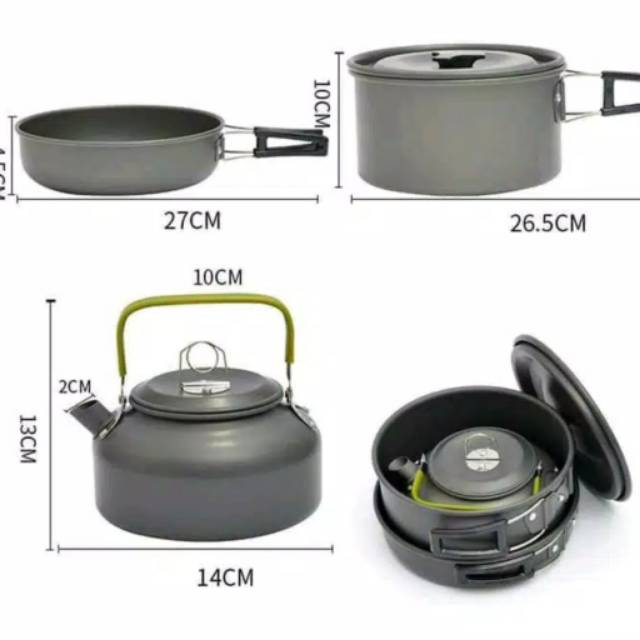 Cooking Set Dan Kompor Plus Teko Ceret DS-308 - Paket Kompor Dan Nesting Camping Outdoor