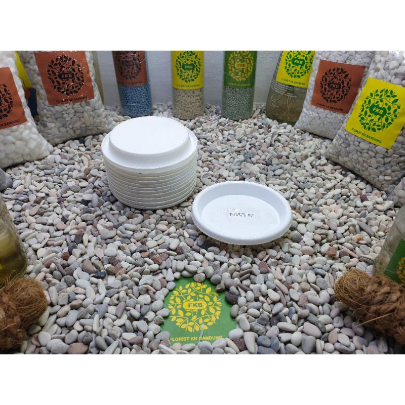 Grosir Alas Pot Bunga Tatakan 10 NKT Putih Dmtr 9 cm Tanaman Hias