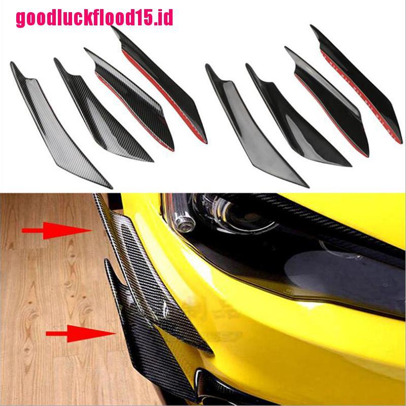 (LUCKID) 4pcs Sirip Splitter Spoiler Udara Bahan Carbon Fiber Untuk Bumper Mobil