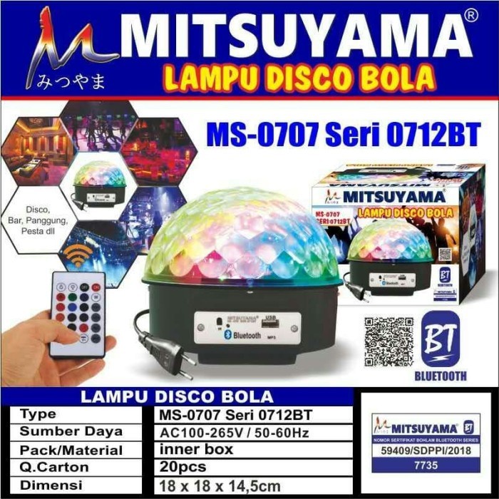 Mitsuyama MS-0712BT Lampu Disco + Speaker Bluetooth