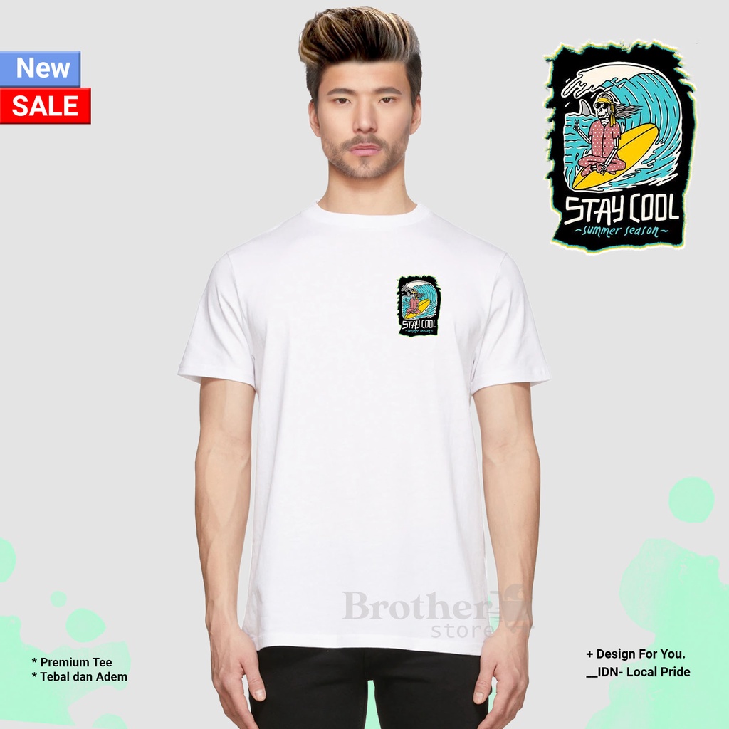 BROTHERSTORE - Kaos Distro Pria - KAOS COWOK CEWEK - Kaos Kata Kata - staycoll Usa Text PUTIH Premium