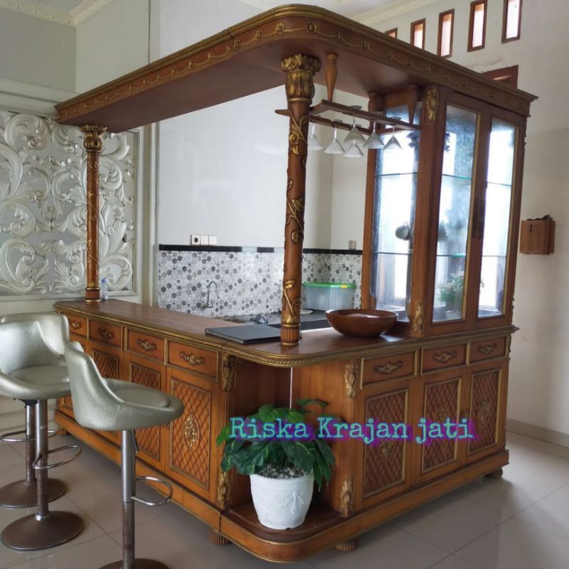 meja bar dapur minimalis jati 200x250