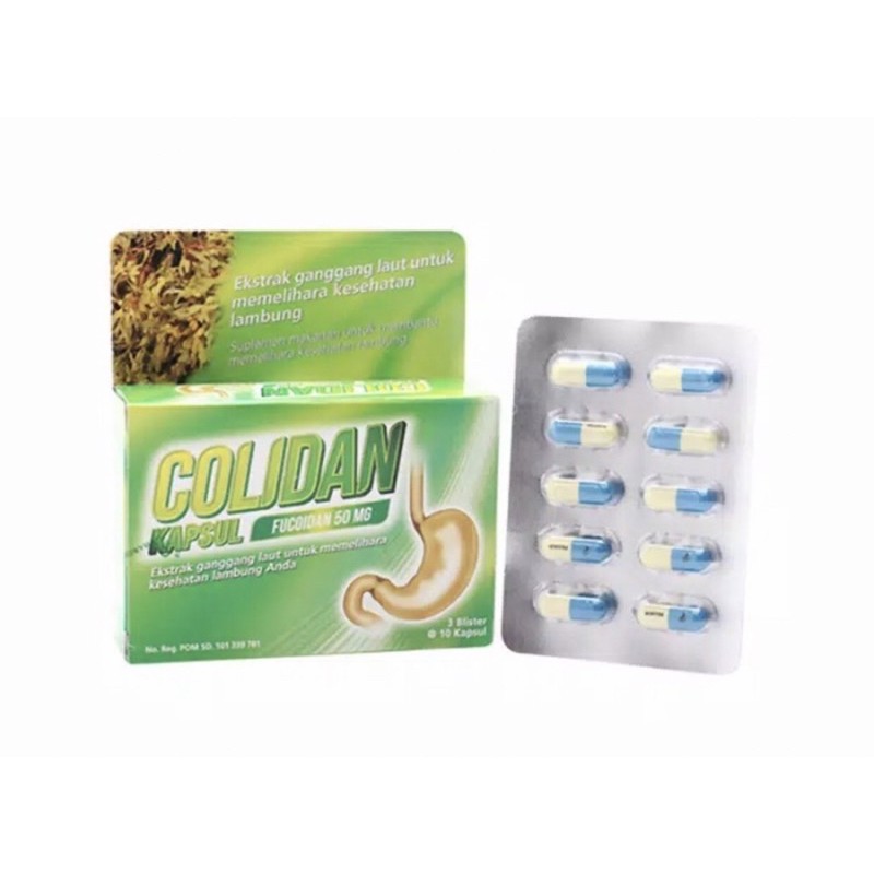 Colidan 50 mg strip 10 kapsul ( fucoidan obat maag meredakan asam lambung )