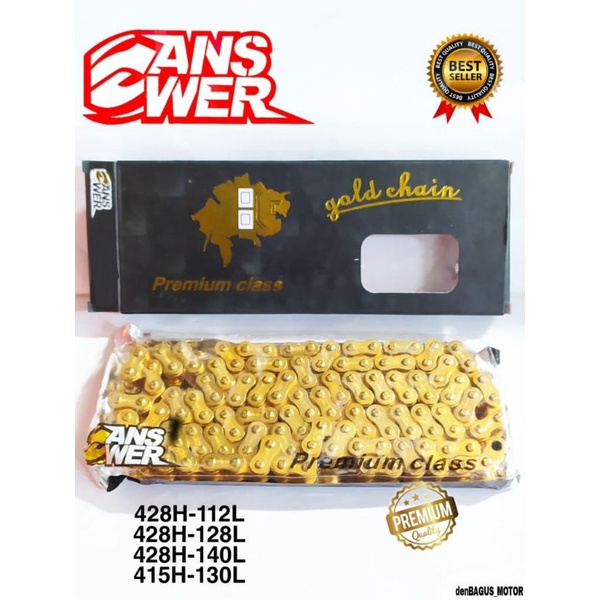 RANTAI SEPEDA MOTOR ANSWER FULL GOLD 520H-150L DAN RANTAI MOTOR ANSWER 520H-130L/RANTAI MOTOR WARNA 