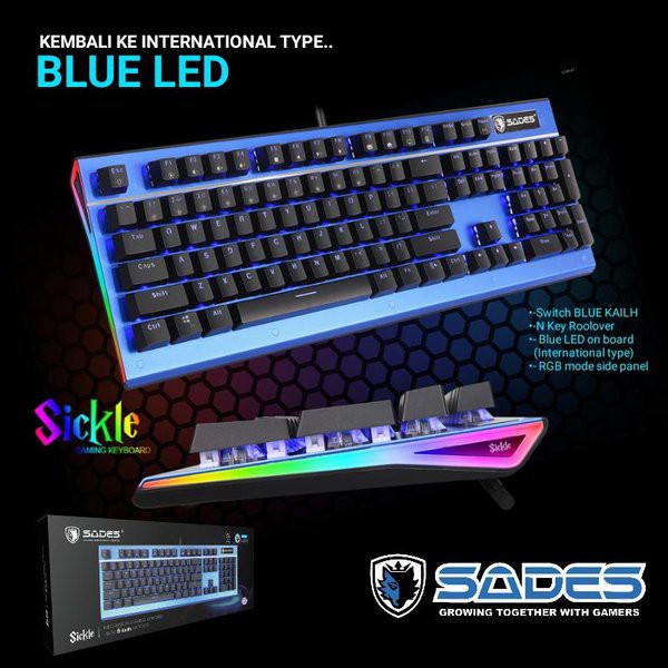 keyboard gaming sades mechanical switch kailh sickle rgb side lamp