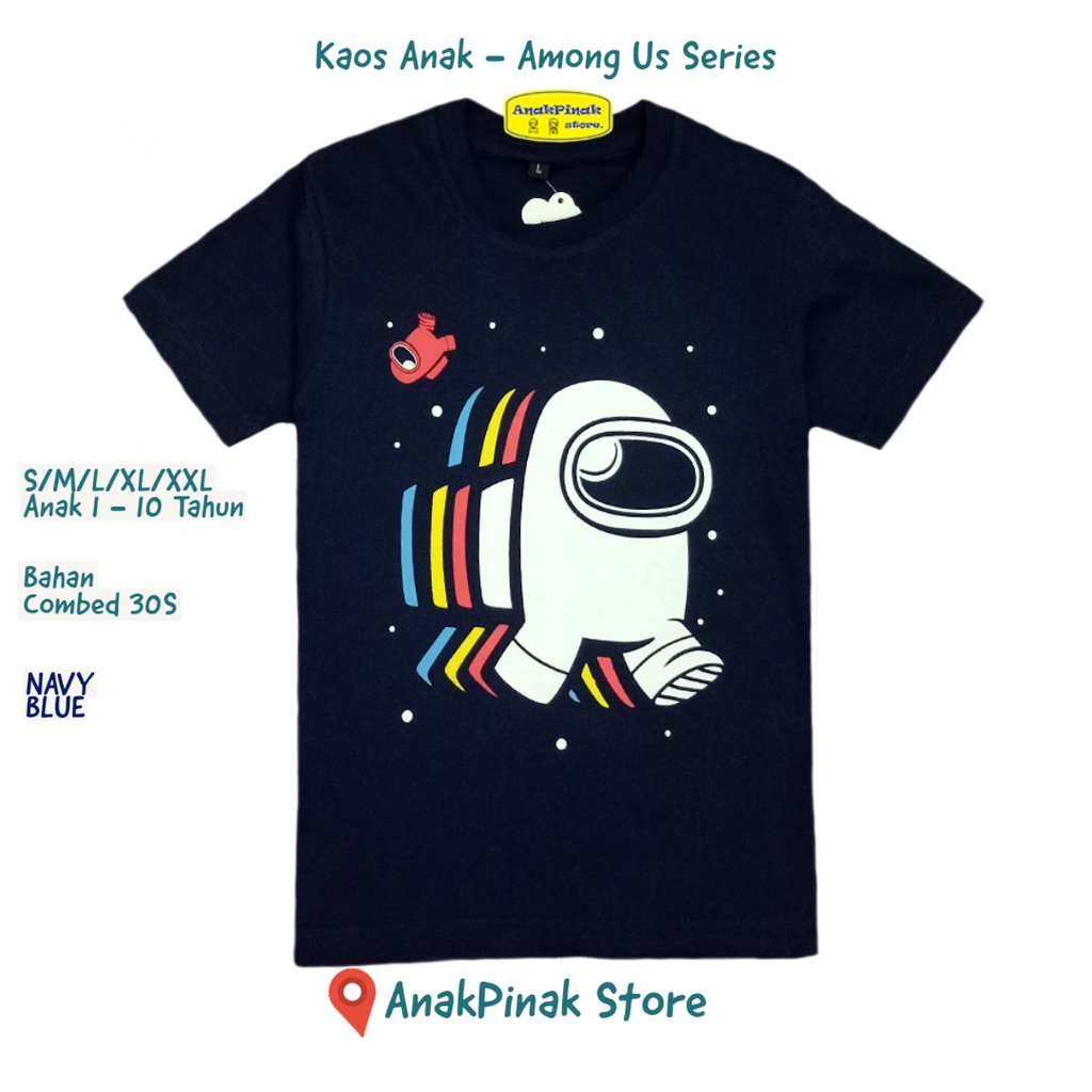 Kaos Anak motif Among Us harga grosir kualitas Distro - Navy Blue - AnakPinak Store