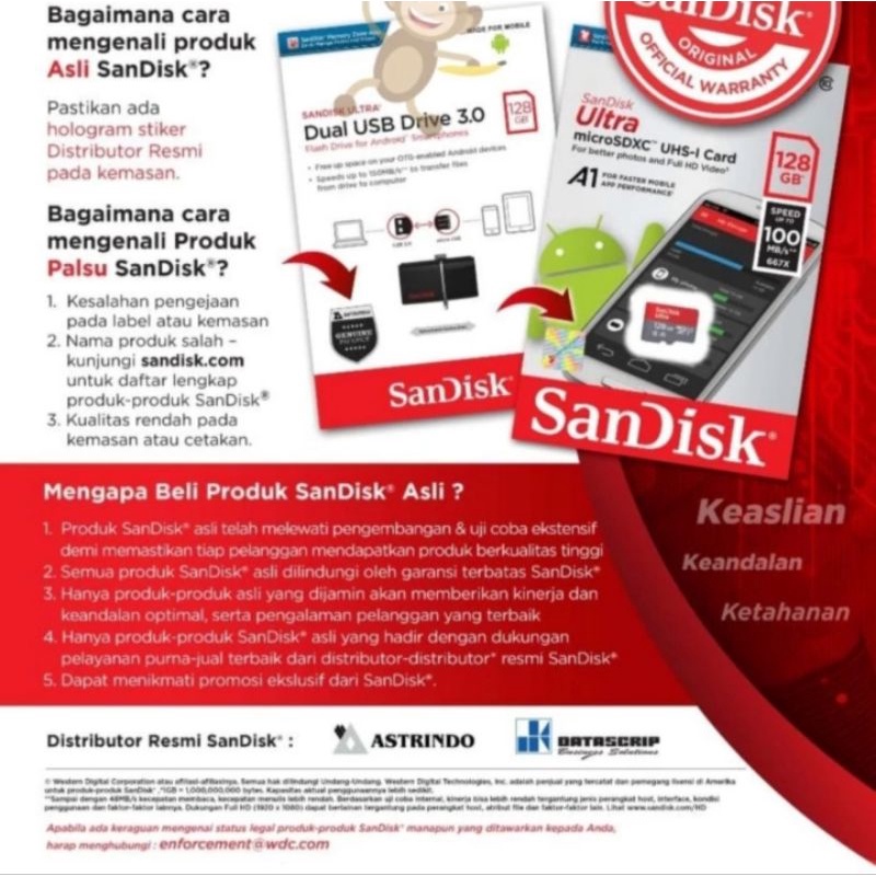 SanDisk Ultra MicroSDHC UHS-I 32GB 100MB/s Original - No Adapter