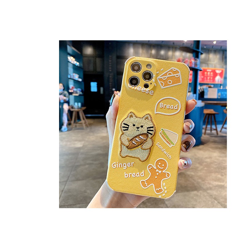 Cute Cat Semi Leather (Bahan tidak mudah kotor) Softcase iphone 7+/8+/XS MAX/XR/11 PRO MAX/12 PROMAX