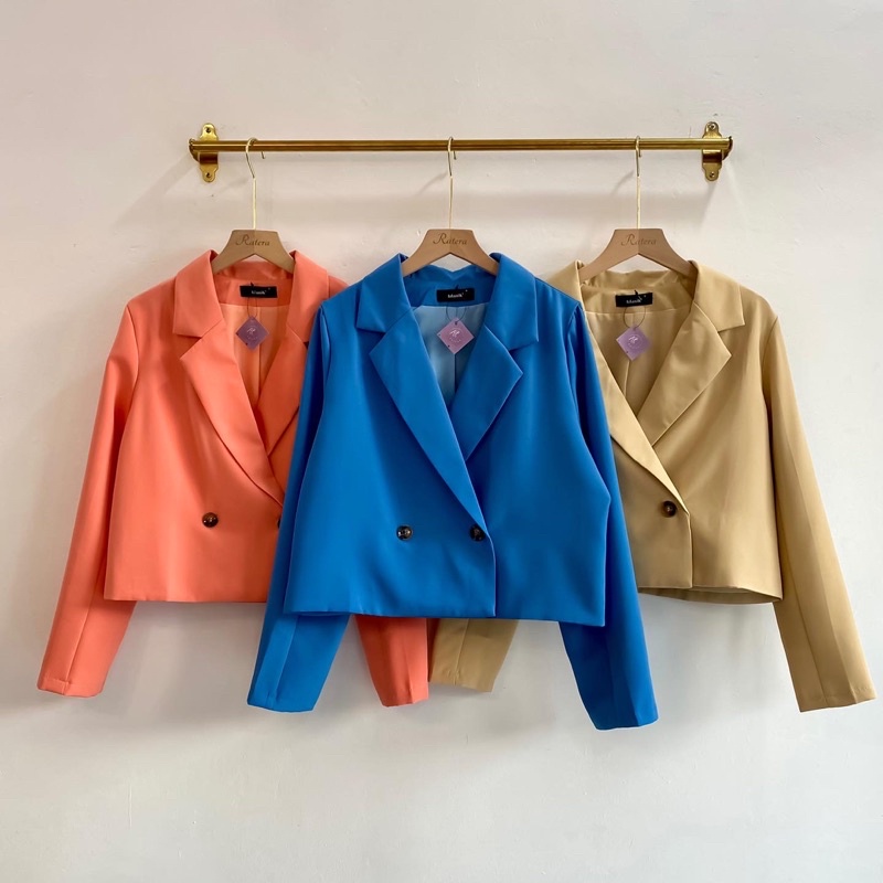 AMANDA BLAZER | BLANIK BLEZER CROP WANITA LENGAN PANJANG POLOS