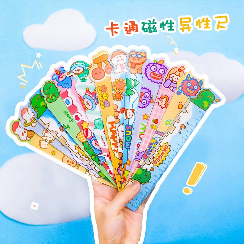 Penggaris Magnet Bear Unicorn Karaketer Ruler Alat Tulis Sekolah Cewek Perempuan