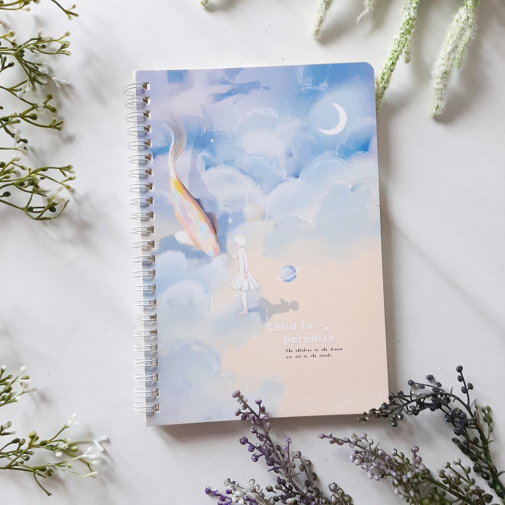 NOTEBOOK SPIRAL/ BUKU SKETSA SKETCHBOOK LINE PAPER BERGARIS  A5 120 HALAMAN MURAH-blue