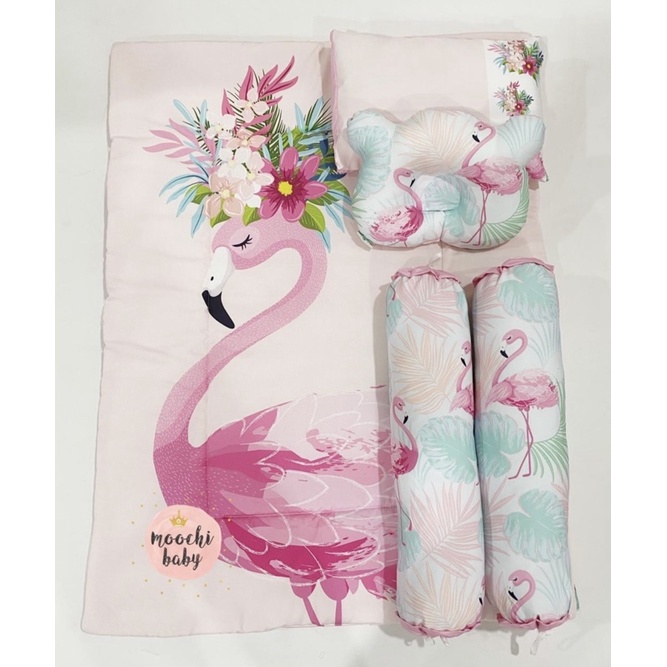 moochi baby Bedcover set flamingo princess selimut bayi