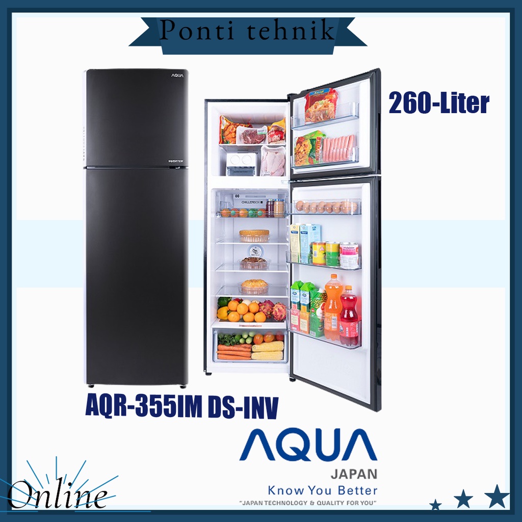 KULKAS AQUA JAPAN AQR-355IM DS-INV 2 PINTU
