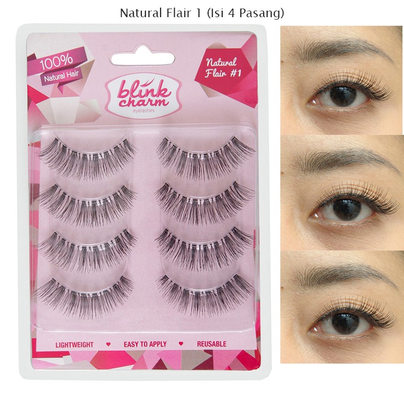 Blink Charm Eyelashes Natural Flair (Isi 1 Pasang/4 Pasamg) - Bulu Mata Palsu