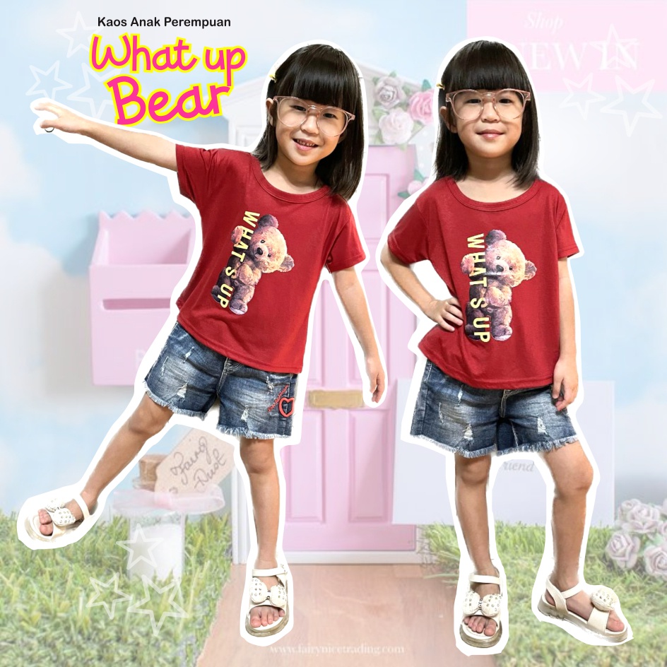 Atasan Kaos Murah Anak Perempuan What's Up Bear CF Kids