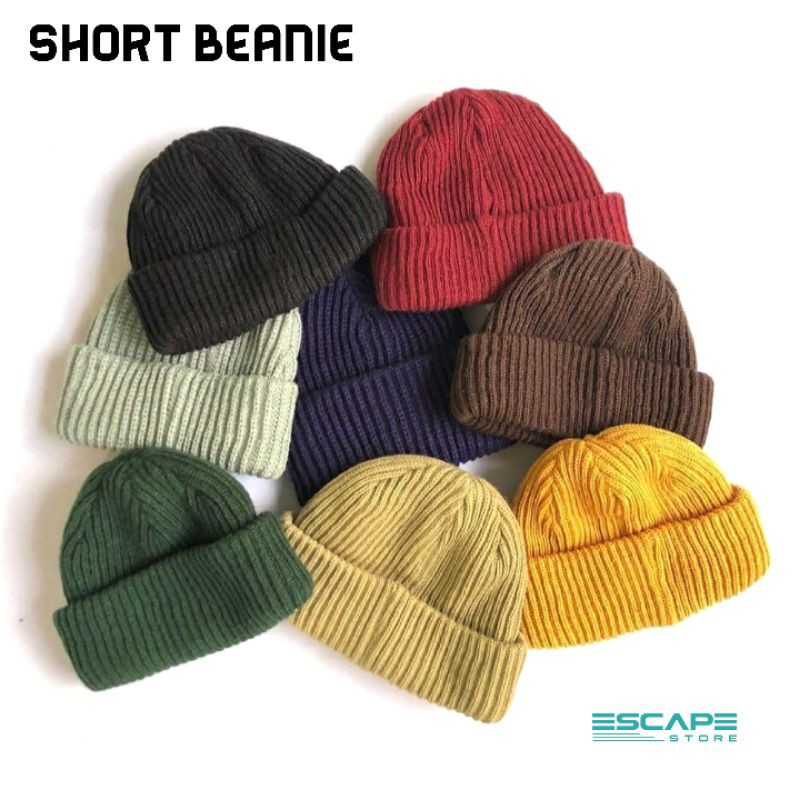 Short Beanie Hat Kupluk Pendek Skate Tebal Pria Wanita Bahan RAJUT / WOOL