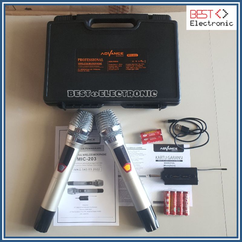 Advance Microphone Mic Double Wireless + Receiver MIC 203