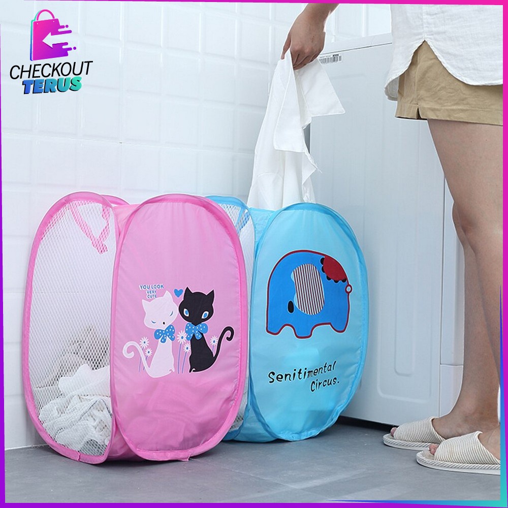 CT C500 Keranjang Baju Kotor Lipat Karakter Keranjang Portable Serbaguna Laundry Bag Keranjang Cucian