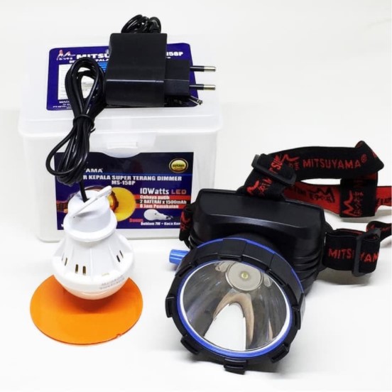 Senter Kepala Mitsuyama MS-158P 50 Watt Dimmer Headlamp Charger Gratis Bohlam dan Reflektor Kabut