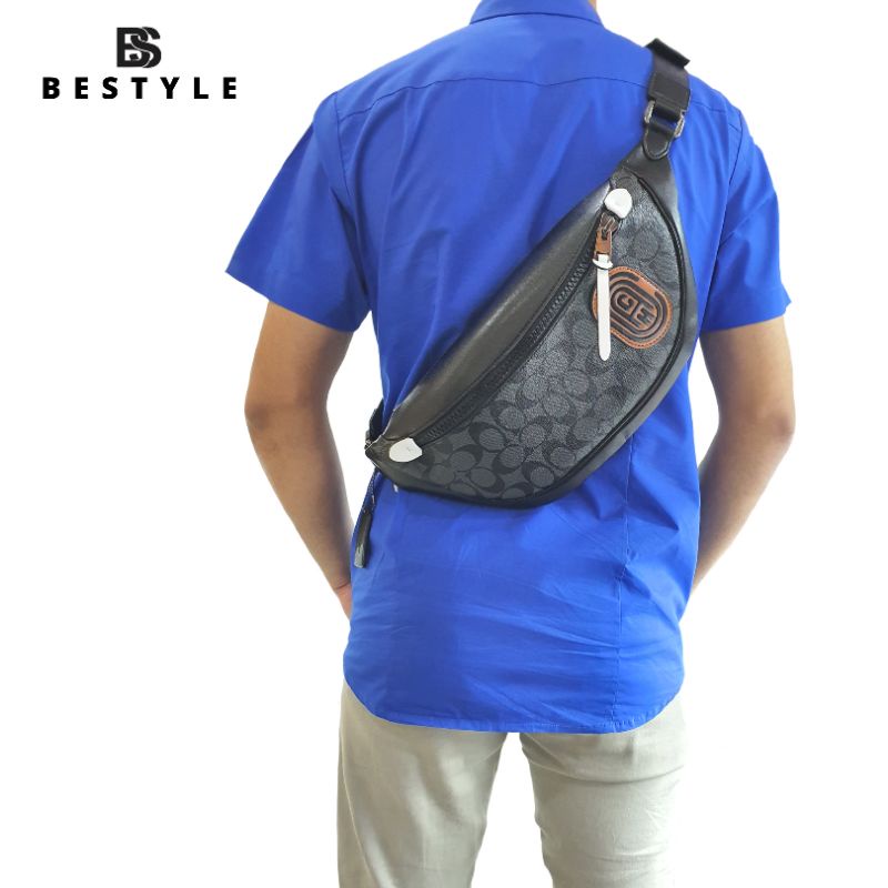 Tas Original Coach Rivington Belt Signature Black Gray