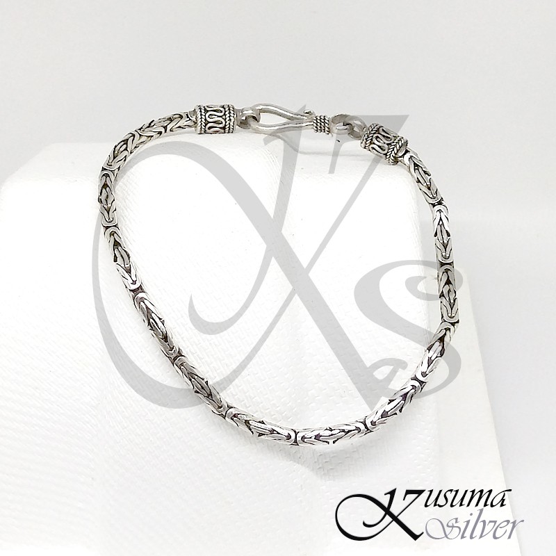 Gelang Bracelet Perak Silver Bali Rantai Chain Borobudur Kecil Asli 925 Anak Wanita Pria Elegan