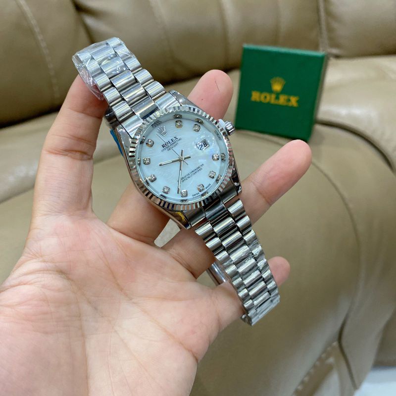 JAM TANGAN WANITA R0LEX JAM TANGAN TERLARIS STAINLISS STEEL RANTAI