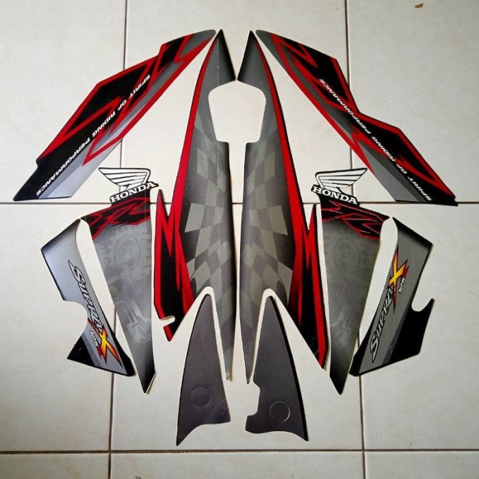 Striping sticker motor Supra X 125 2008 Hitam striping