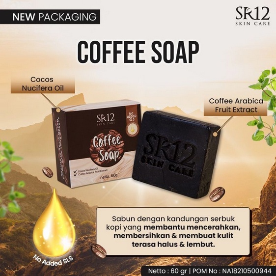 Coffee Herbal Soap SR12 Sabun Kopi Sabun Herbal Pembersih Wajah Flek Hitam Bekas Jerawat