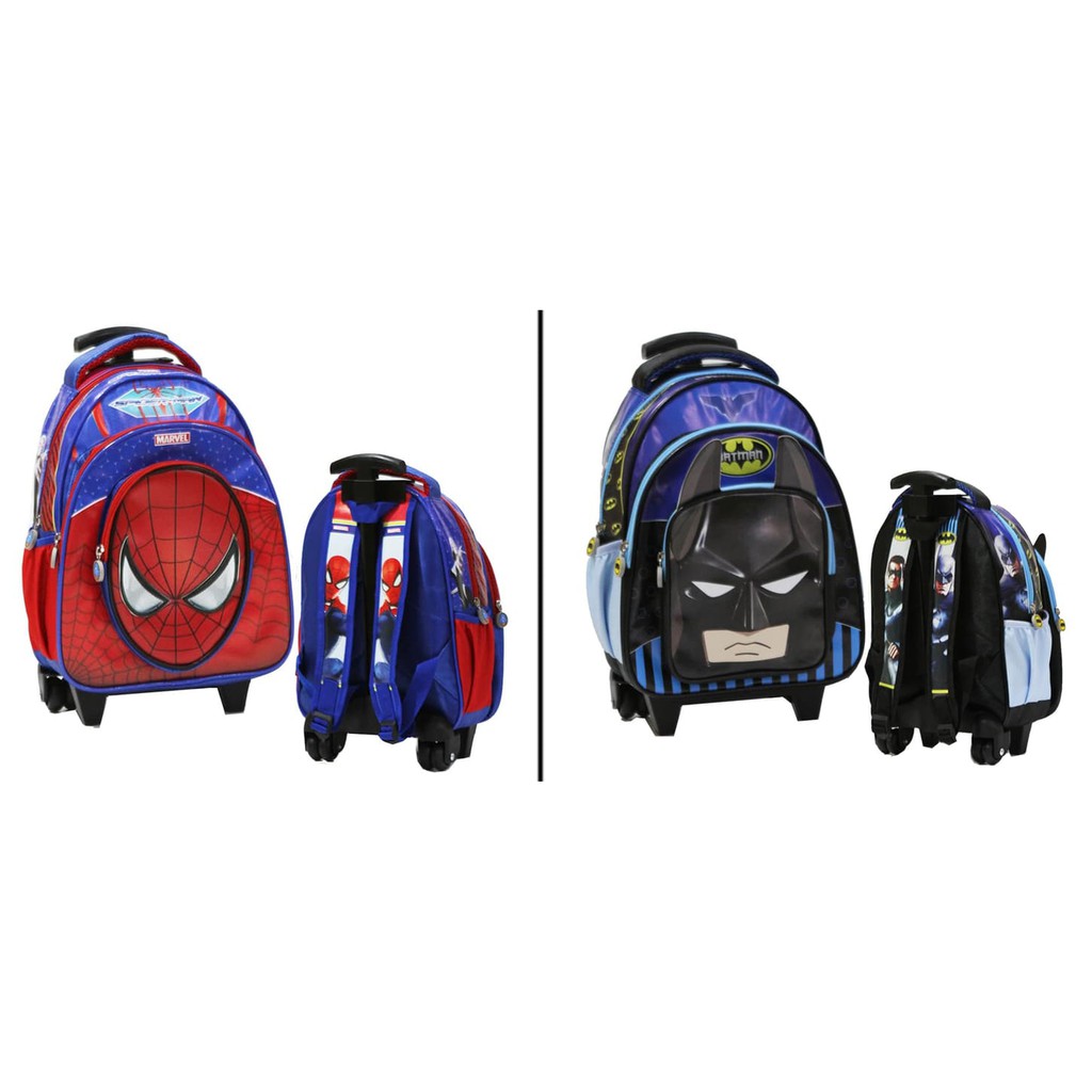 Tas Trolley Anak TK & PG Batman - Spiderman Bahan Kain Sponge Anti Air