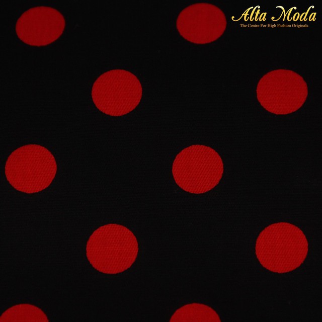 

Alta Moda Katun Stretch Hitam Polkadot Merah (1M)