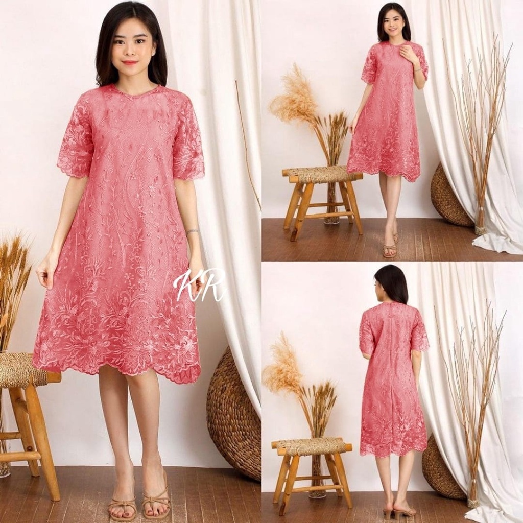 PCS DRESS PESTA ELEANOR BRUKAT FASHION PAKAIAN WANITA KR ADA VIDEO REVIEW PRODUK