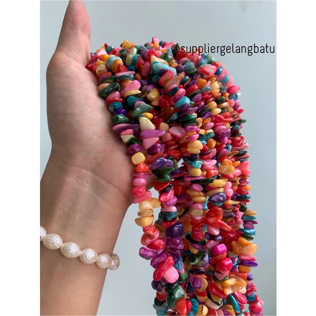 kerikil kerang MULTICOLOUR MIX WARNA 2cm bahan gelang kalung campur