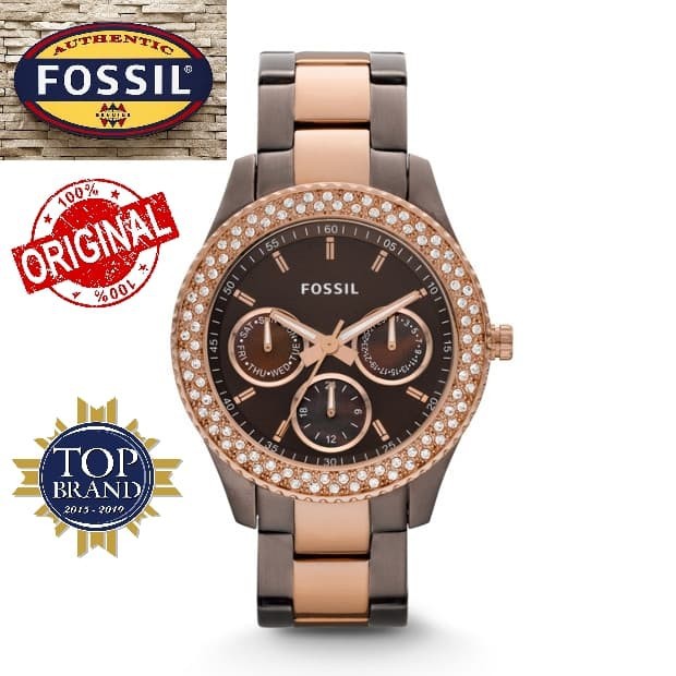 Big Sale Jam Tangan Wanita Merk Fossil Original100% Type : ES4079 Baterai1 Garansi 1th