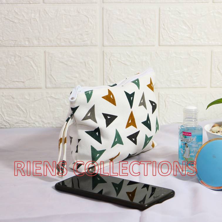 RIENS COLLECTIONS. DOMPET KANVAS POUCH KANVAS MOTIF MATA PANAH