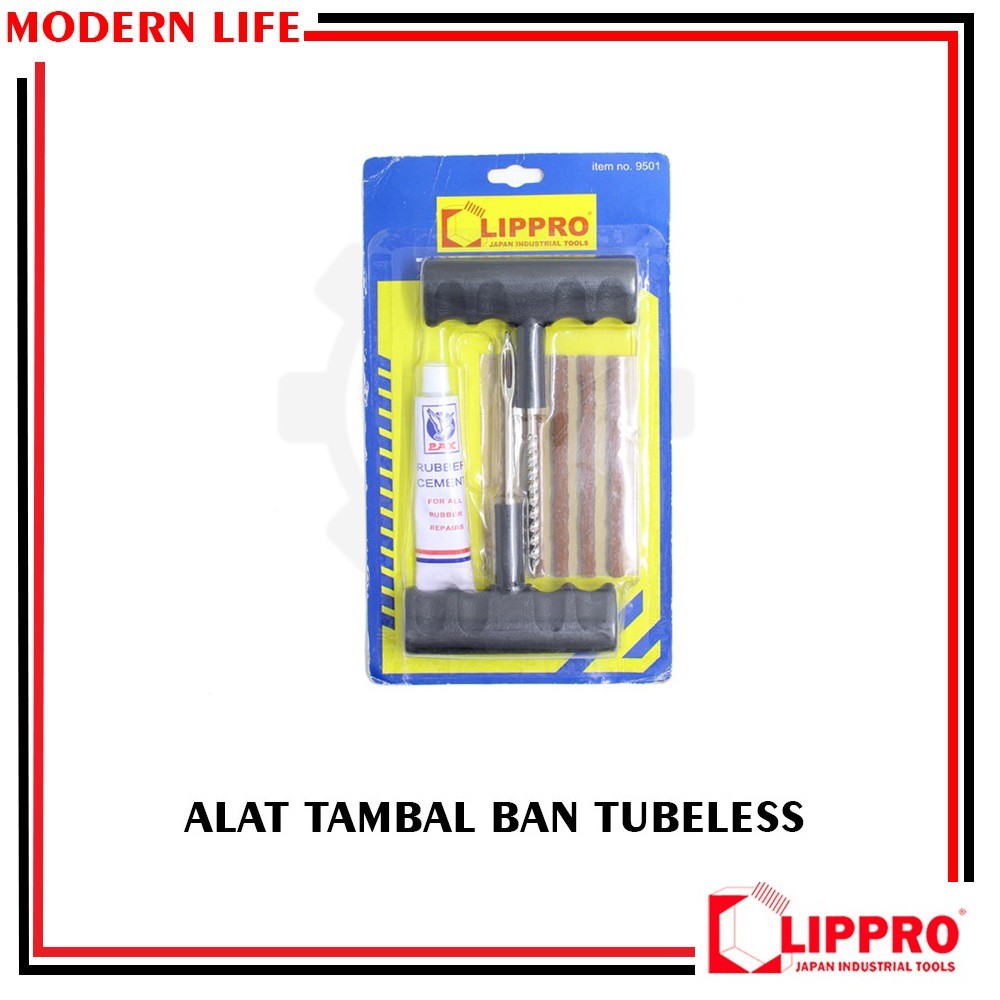 Alat Tambal Ban Tubles Lengkap Emergency Tire Repair Kit Set Lippro