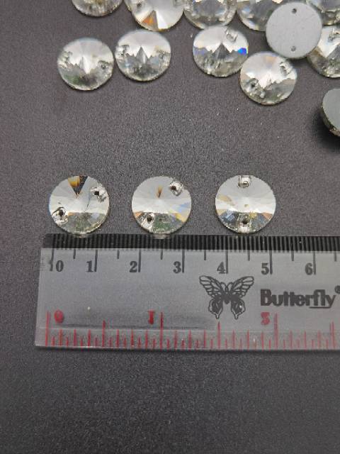 STONE KRISTAL BERLIAN MOTIF BULAT PUTIH UKURAN 12 MM PER LUSIN