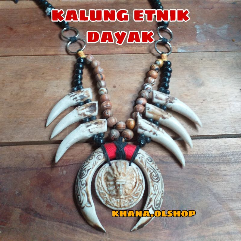 Kalung Etnik Dayak Taring Babi Variasi Taring Macan