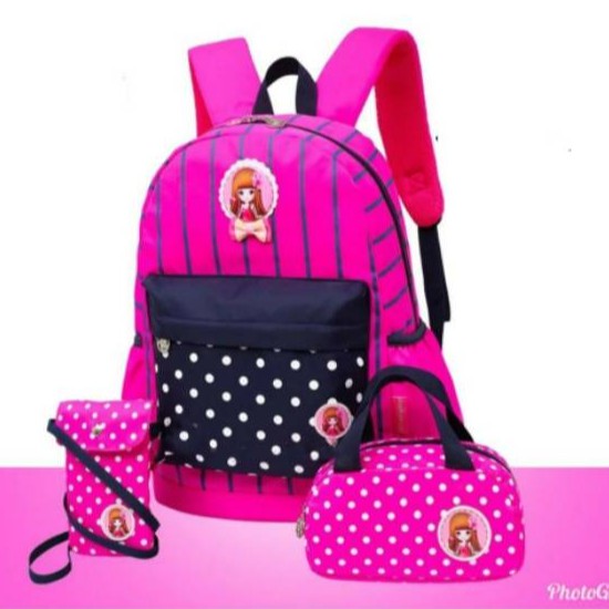 [COD] tas ransel anak wanita motif barbie salur warna warni / tas anak paud/ tas anak tk perempuan