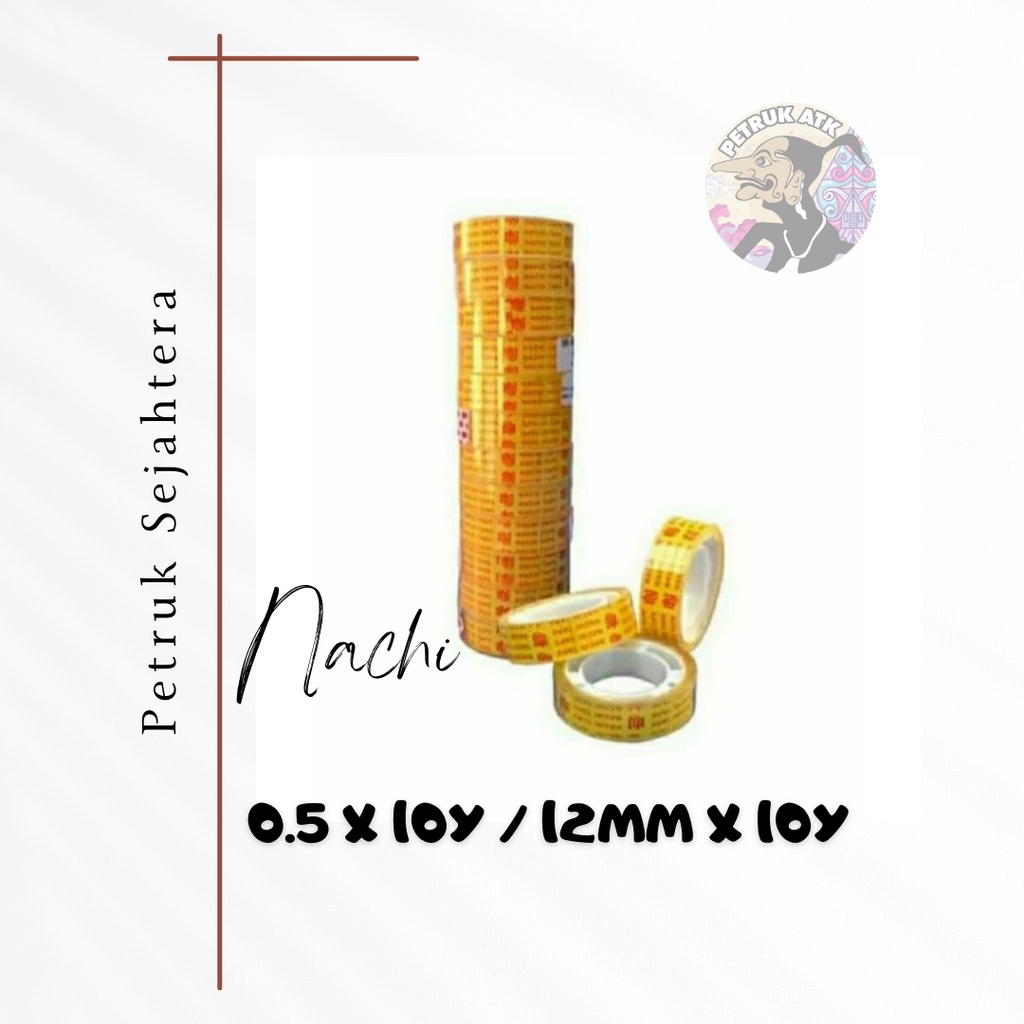 

[ROL] SOLATIP / SELOTIP / ISOLASI / STATIONERY TAPE NACHI 1/2 INCH X 10 YARD / 12 MM X 10 YARD BENING KECIL