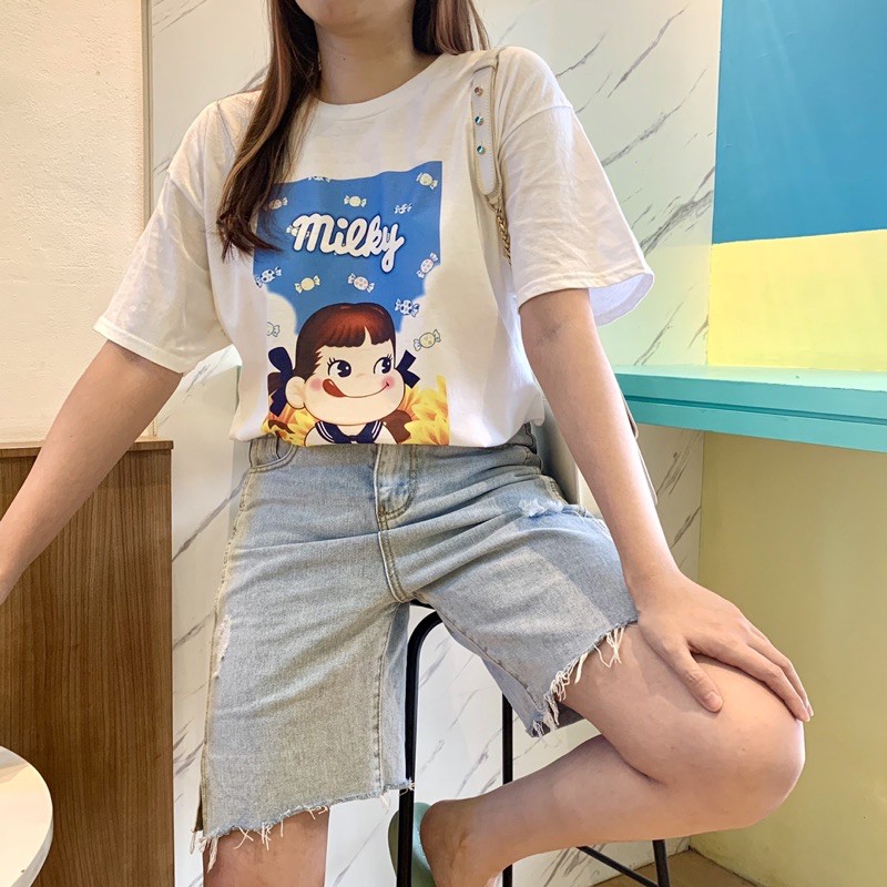 READY STOCK  MILKY PEKO TEE / SHIRT - DREAMY BLUE EDITION / KAOS PEKO / TSHIRT PEKO