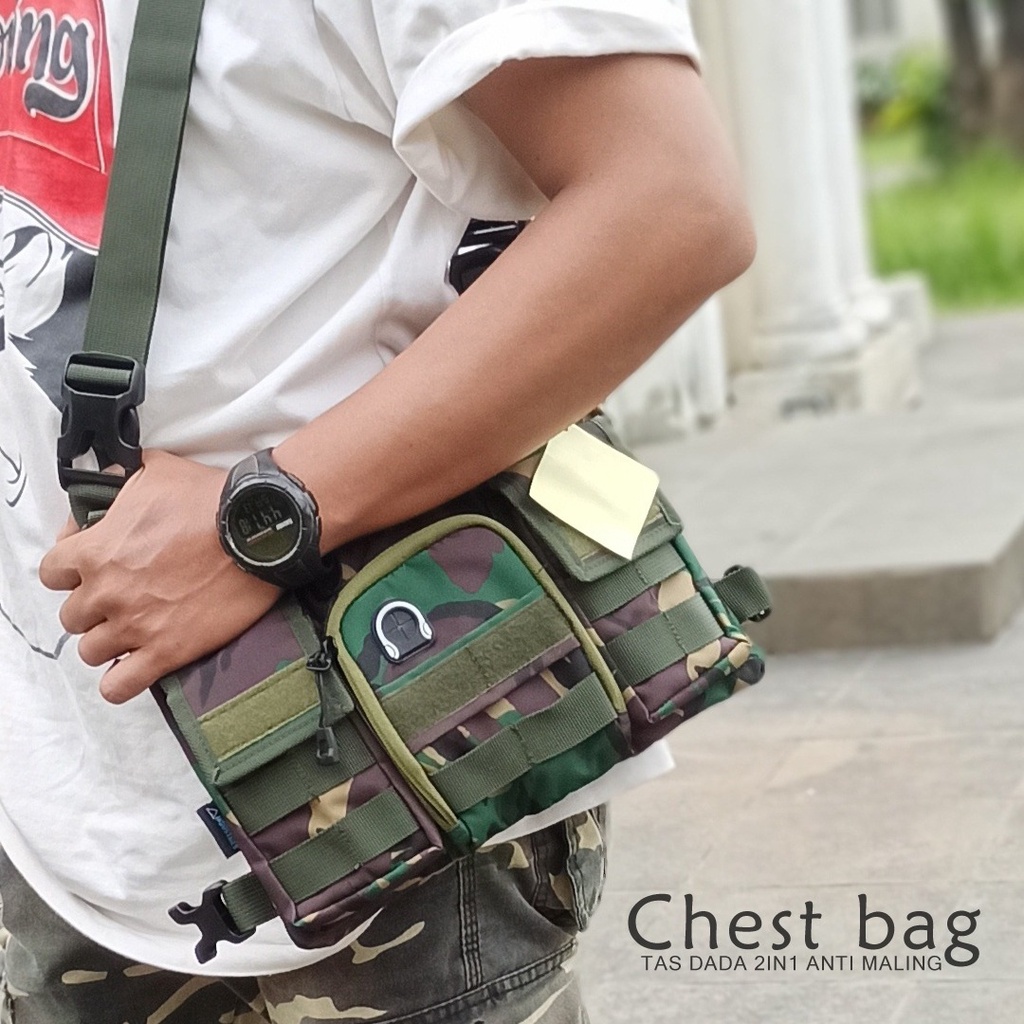 Chest Bag Tas Dada Anti Maling Tas Dada Pria Wanita Waterproof Tas Dada Simple Multifungsi 2 Model Bisa Slempang Bisa Gendong Tas Pelindung Dada Motor Biker Tas Dada Tactical Outdoor Tas Dada Rompi Model Depan Sporty Hip Hop Korea Tas Bahu 2 In 1 Original