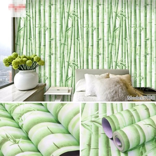 COD Wallpaper Stiker Dinding Motif BAMBU HIJAU GH067 Ukuran 45cmx10m