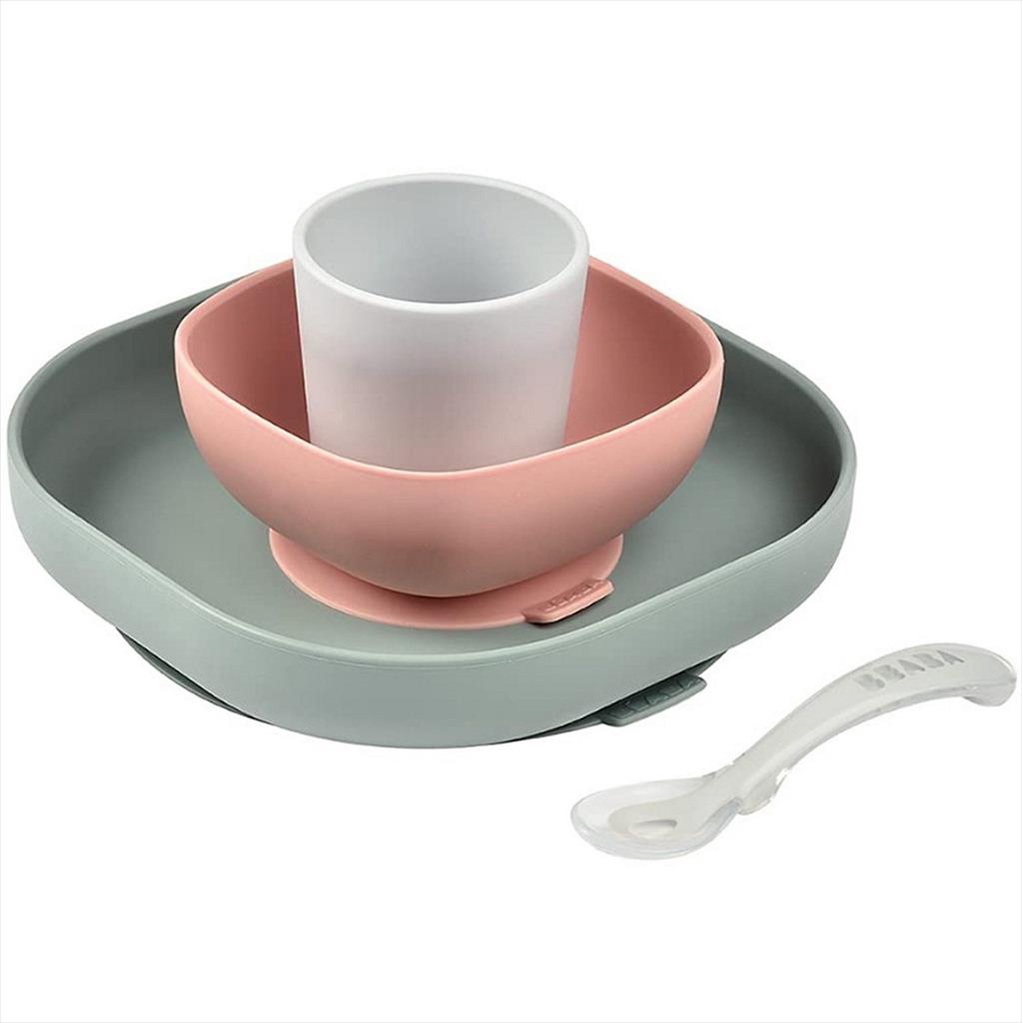 BEABA Silicone Meal Set 4 pcs 128611 Eucalyptus Alat Makan Anak