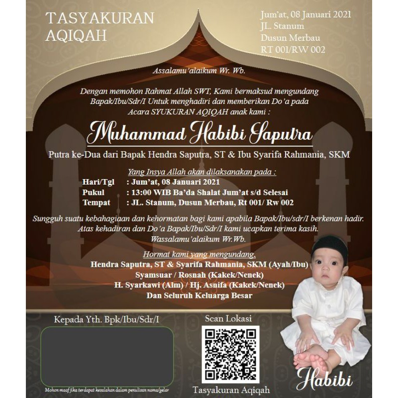 Undangan Digital Aqiqah/Khitan JPG/FOTO (AQ1)