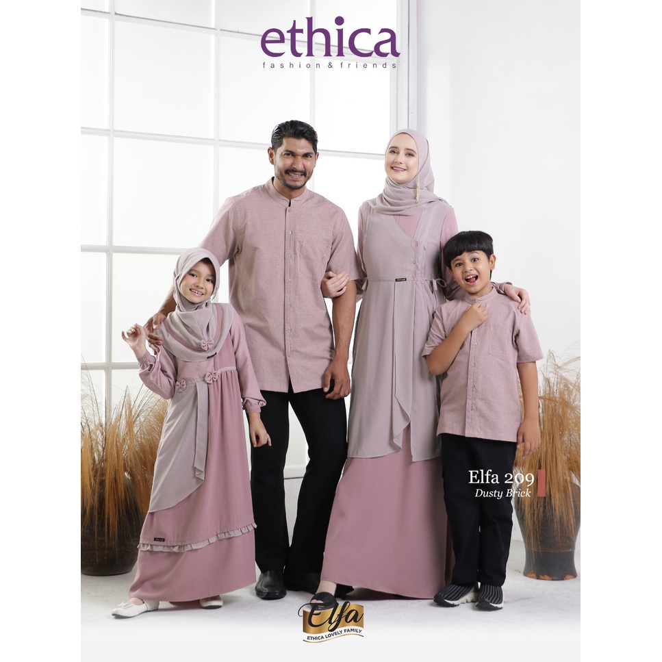 Ethica - Sarimbit Keluarga Elfa 209 Dusty Brick - Kagumi 216 - Kids 92 - Kahfi 173 - Kids 129