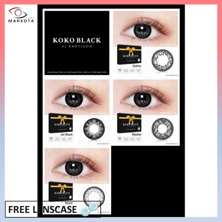 SOFTLENS X2 KOKO BLACK MINUS (-3.25 s/d -6.00) MARBLE STONE JETBLACK GHOTIC / By EXOTICON / 14.5 MM
