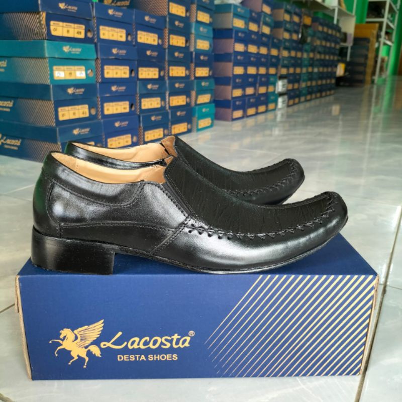 Lacosta Sepatu Pantofel Pria Kulit Asli 100% Tanpa tali